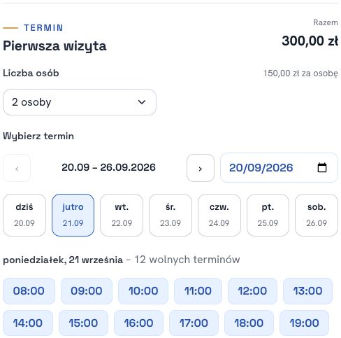 Wybór terminu rezerwacji pakietu strzeleckiego.