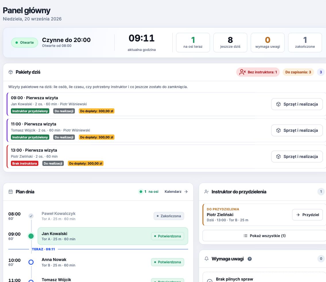 Sprzedawaj pakiety strzeleckie z płatnością online: widok systemu