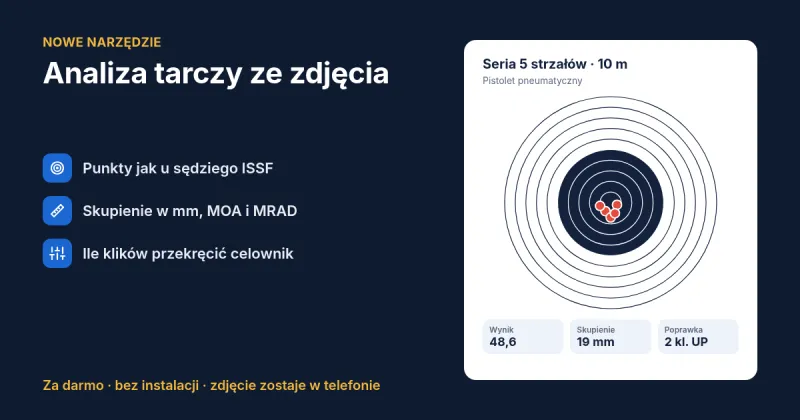 Analiza tarczy ze zdjęcia: policz punkty, skupienie i kliki celownika