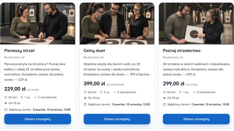 Pakiety strzeleckie: wybierz ofertę i zarezerwuj termin online